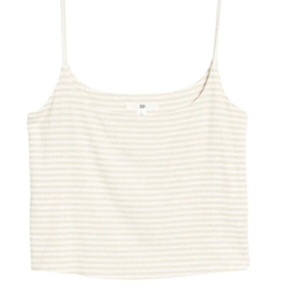 BP. Stripe Rib Crop Camisole in Beige Oatmeal Jamie Stripe at Nordstrom,… - Picture 2 of 3